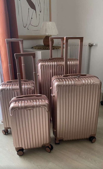 Collection Aluminium Pink – Lot de 4 Valises Ultra-Résistantes